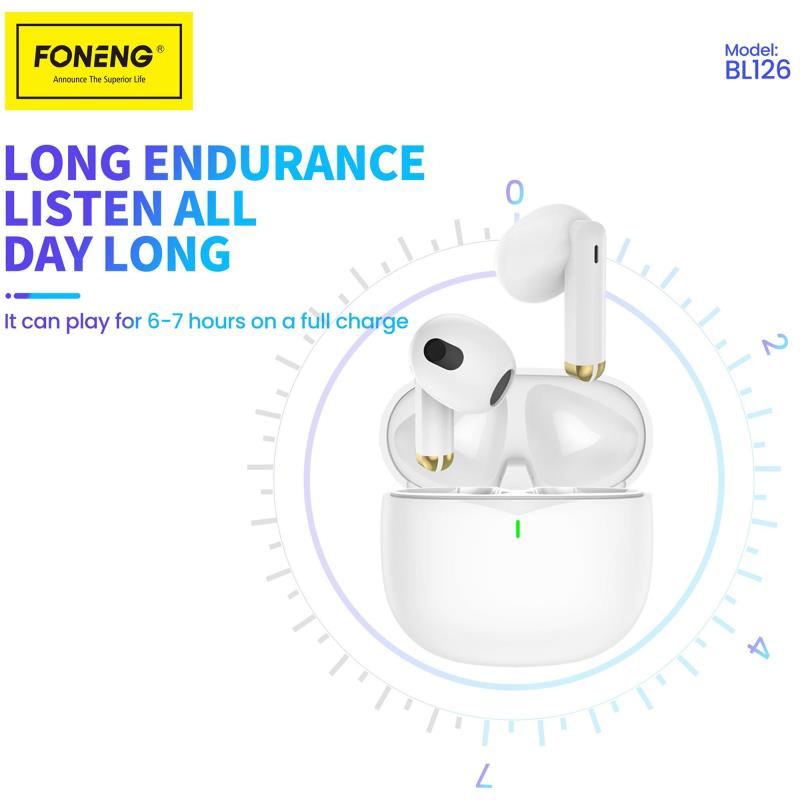 True Wireless Ακουστικά Bluetooth Foneng BL126 ENC Λευκό