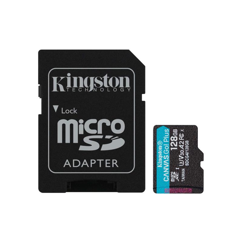 Κάρτα μνήμης Micro SDXC C10 UHS-I U3 Kingston Canvas Go! Plus 200MB/s 128Gb + 1 ADP