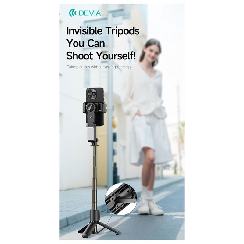 Gimbal & Τρίποδο Devia Q19 με AI Tracking για Smartphones Πλάτους 37 έως 90mm Ultra1 Μαύρο