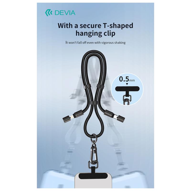 Καλώδιο Σύνδεσης USB 2.0 Woven Adjustable Lanyard Devia EC658 USB C σε Lightning PD 27W 1.6m Extreme Μαύρο