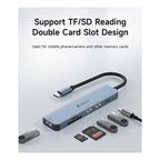 Hub USB C Devia EC135 5 σε 1 (Updated) με Card Reader Leopard PD Σκούρο Γκρι