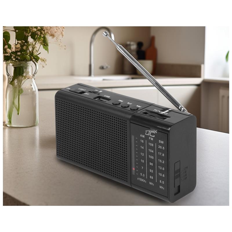 Φορητό Ραδιόφωνο LTC Rega με AM/FM, USB, microSD, AUX & Mini LED Φακό Μαύρο