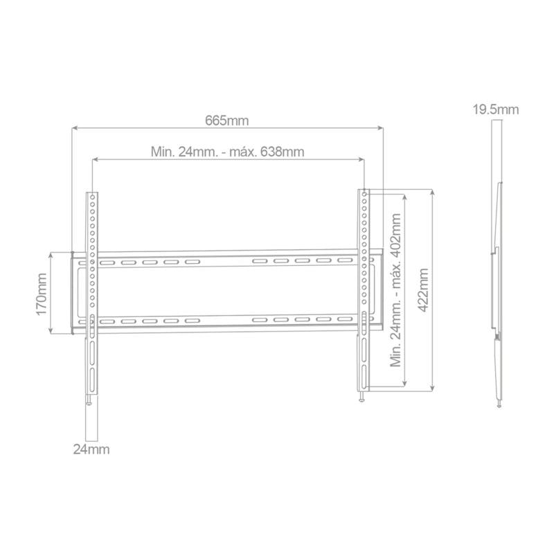 Επιτοίχια Βάση TV Holmios Σταθερή (37" έως 70") Μαύρο