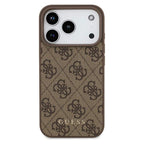 Θήκη PU Guess Apple iPhone 18 Pro/ 17 Pro Hardcase Classic Logo 4G Καφέ