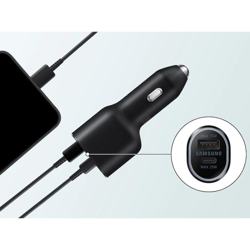 Φορτιστής Αυτοκινήτου Ταχείας Φόρτισης Samsung EP-L4020 με Διπλή Έξοδο USB A & USB C PD 40W Μαύρο