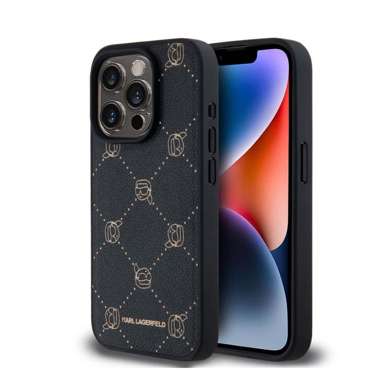 Θήκη PU Karl Lagerfeld Magsafe Apple iPhone 15 Pro Leather Karl Head Μαύρο
