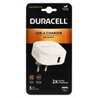 Φορτιστής Ταξιδίου Duracell με Έξοδο USB A 12W 2.4A Λευκό