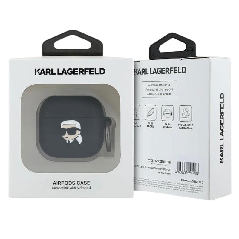 Θήκη Σιλικόνης Karl Lagerfeld Apple AirPods 4 (2024) Karl Head 3D Μαύρο