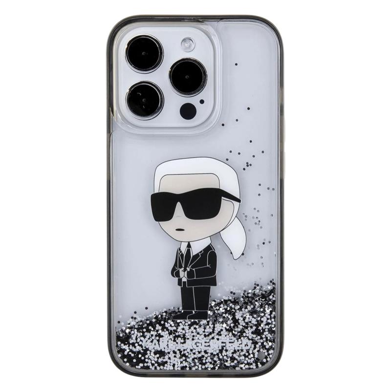 Θήκη TPU Karl Lagerfeld Apple iPhone 15 Pro Hardcase Liquid Glitter Ikonik Διάφανο
