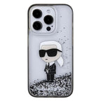 Θήκη TPU Karl Lagerfeld Apple iPhone 15 Pro Hardcase Liquid Glitter Ikonik Διάφανο