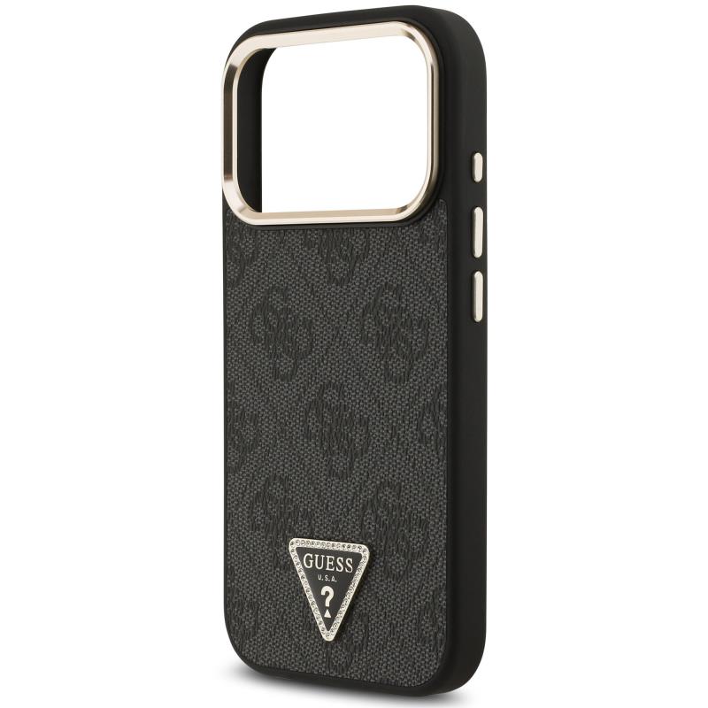 Θήκη PU Guess MagSafe Apple iPhone 18 Pro/ 17 Pro Leather Diamond Triangle 4G Μαύρο