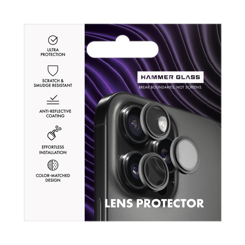 Tempered Glass Full Face Hammer Glass για Τζαμάκι Κάμερας Apple iPhone 15 Pro/ 15 Pro Max Μαύρο
