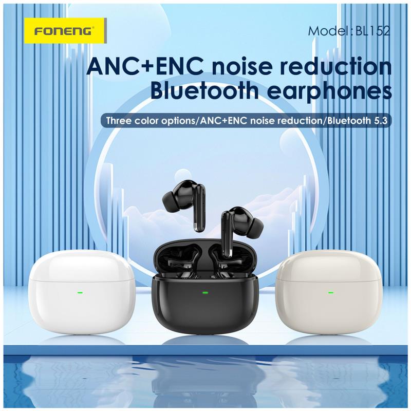 True Wireless Ακουστικά Bluetooth Foneng BL152 ANC+ENC Μαύρο