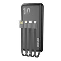 Φορτιστής Ανάγκης Dudao K6Pro 15W 10000mAh με 4 Ενσωματωμένα Καλώδια Μαύρο