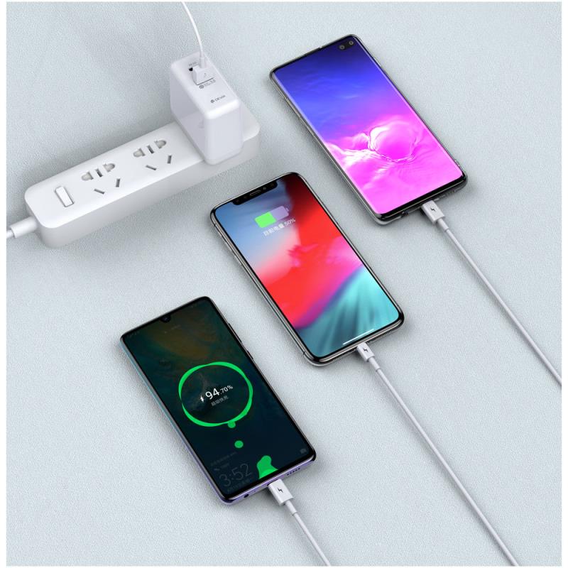 Καλώδιο Σύνδεσης USB 2.0 3 σε 1 Devia EC141 USB A σε Micro USB & USB C & Lightning 15W 1.2m Smart Λευκό