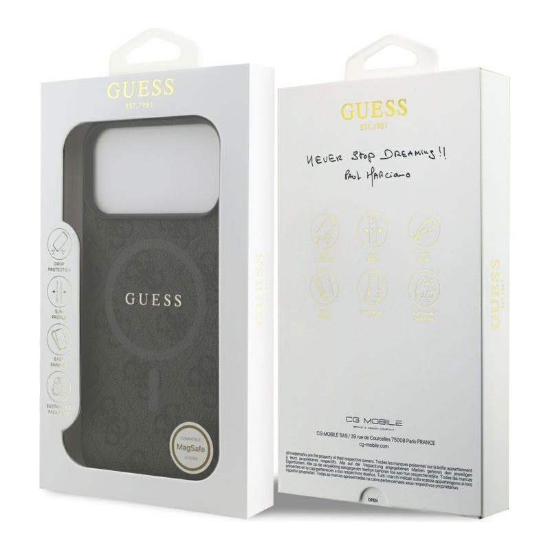 Θήκη PU Guess MagSafe Apple iPhone 17 Pro Max Ring Classic Logo 4G Μαύρο