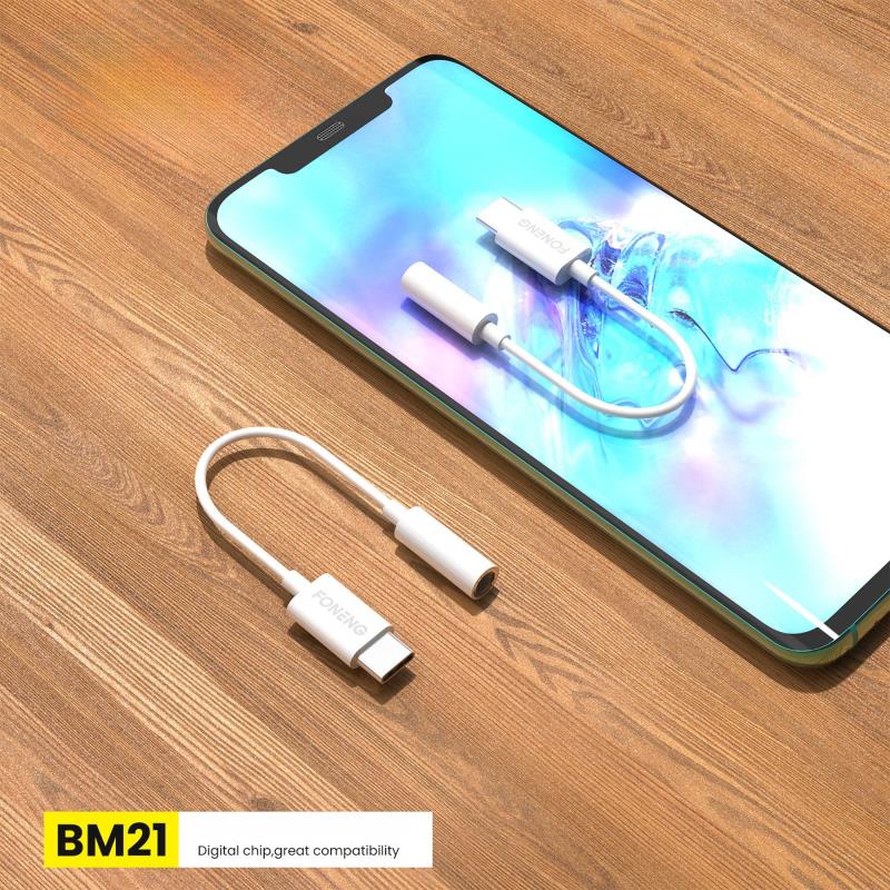 Αντάπτορας Foneng BM21 3.5mm Θηλυκό σε USB C Αρσενικό 0.1m Λευκό