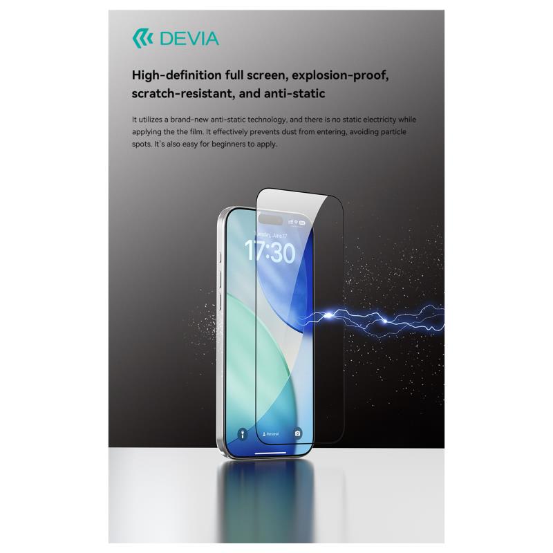 Tempered Glass Full Face HD Devia Apple iPhone 17 με Βοηθητικό Εργαλείο Van Μαύρο (1 τεμ.)