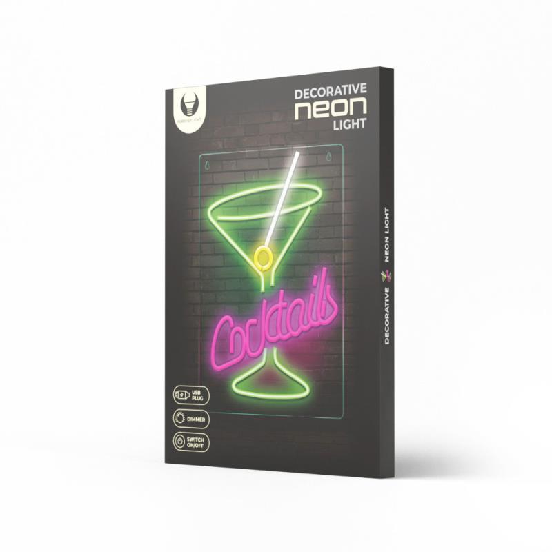 Neon Plexi Forever Light FPNE02X COCKTAILS (USB, On/Off & Dimmer) Πολύχρωμο