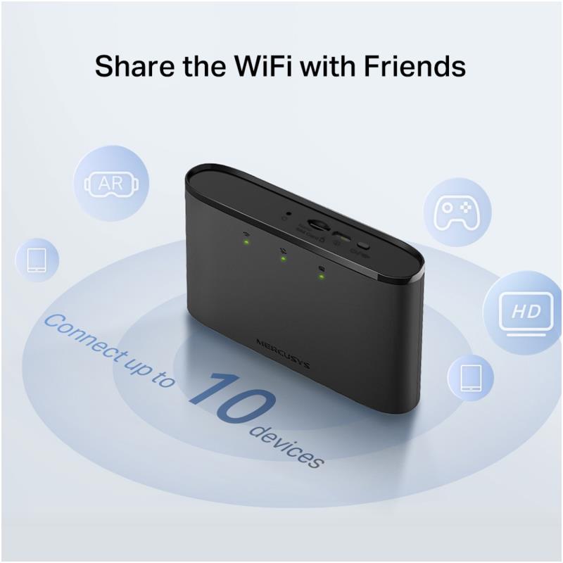Φορητό Router Mercusys MT110 150Mbps 4G LTE Μαύρο