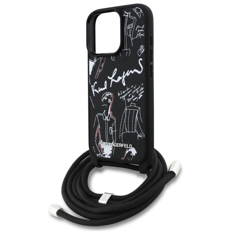 Θήκη Δερμάτινη Karl Lagerfeld Magsafe Apple iPhone 16 Pro Saffiano Crossbody Μαύρο
