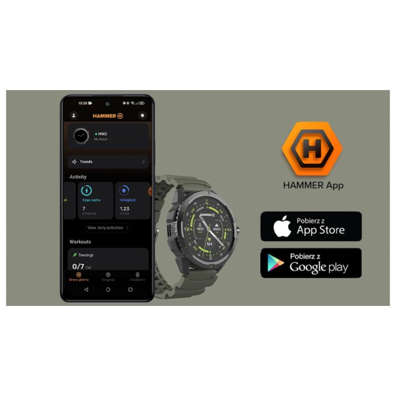 Smartwatch Hammer Watch 2 1.5" Military Edition Χακί