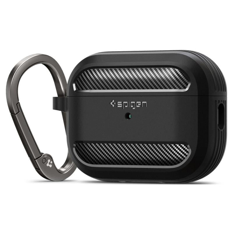 Θήκη Σιλικόνης Spigen Rugged Armor Apple AirPods Pro 1/ 2 με Γάντζο Μαύρο