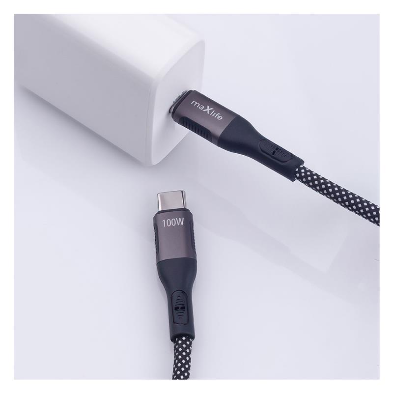 Καλώδιο Σύνδεσης USB 2.0 Maxlife MXUC-11 Magnetic Nylon USB C σε USB C 100W 1m Μαύρο