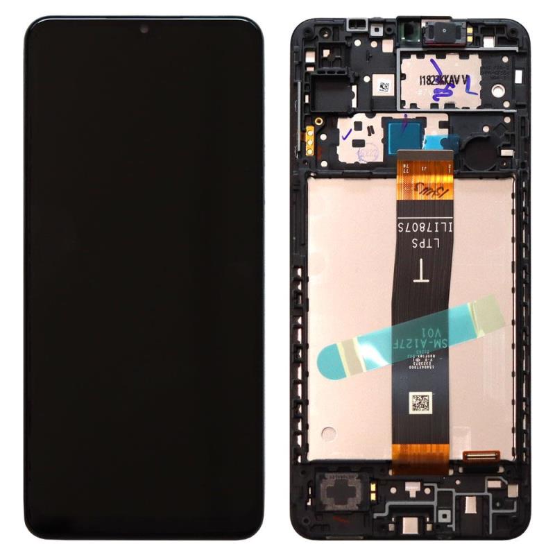 Οθόνη με Touch Screen & Μπροστινή Πρόσοψη Samsung A127F Galaxy A12 Nacho Μαύρο (Original)