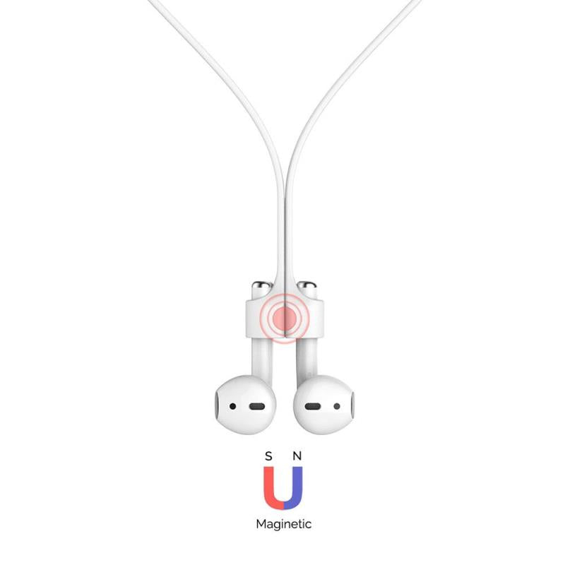 Strap Λαιμού Σιλικόνης AhaStyle PT74 Apple AirPods Magnetic Λευκό