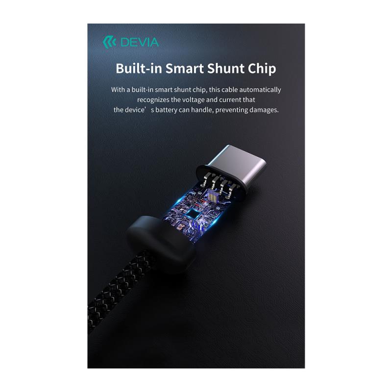 Καλώδιο Σύνδεσης USB 2.0 Devia EC646 USB C σε USB C PD 60W 1m Gracious Μαύρο
