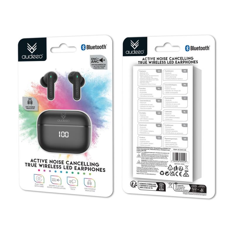 True Wireless Ακουστικά Bluetooth Audeeo AO-EANC2 Μαύρο