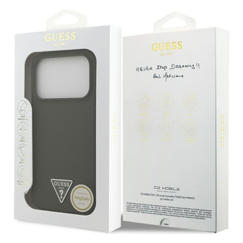 Θήκη Σιλικόνης Guess MagSafe Apple iPhone 17 Pro Max Triangle Logo Χακί