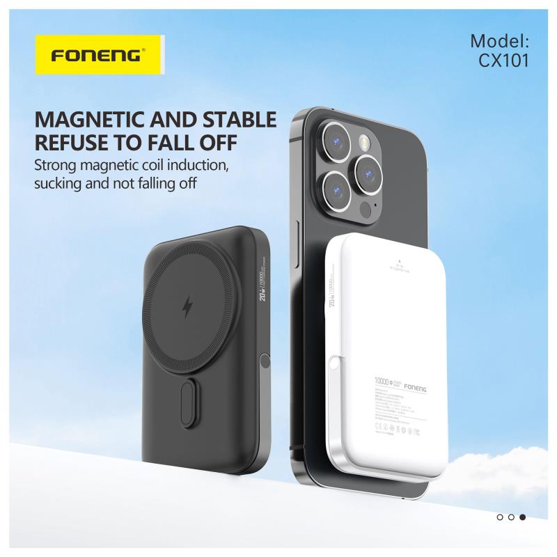 Φορτιστής Ανάγκης Foneng CX101 20W 10000mAh Magnetic Wireless με Βραχίονα Στήριξης Μαύρο
