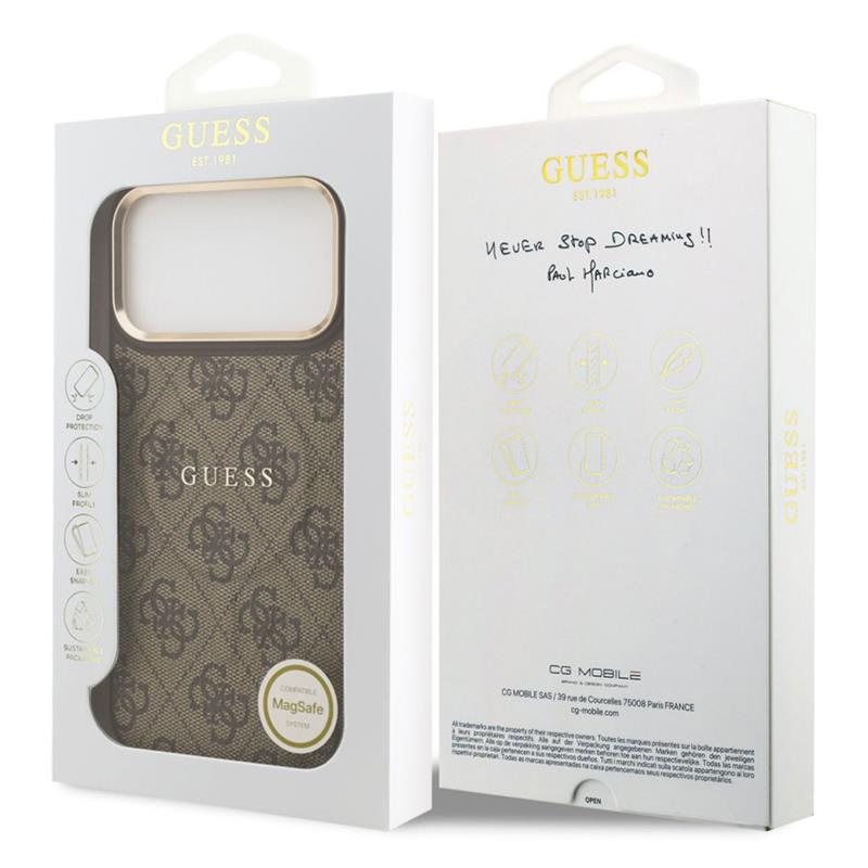 Θήκη PU Guess MagSafe Apple iPhone 17 Pro Max Hardcase Classic 4G Καφέ