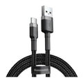 Καλώδιο Σύνδεσης USB 2.0 Baseus Cafule USB A σε USB C 3A 1m 480Mbps Μαύρο-Γκρι