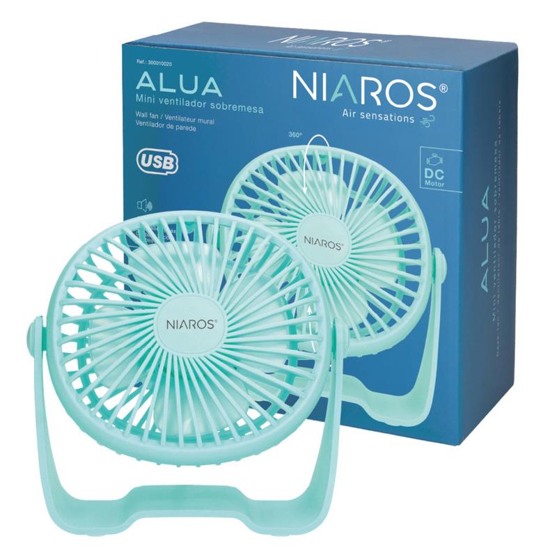 Επιτραπέζιος Ανεμιστήρας Niaros Alua USB 3W Mini Τιρκουάζ