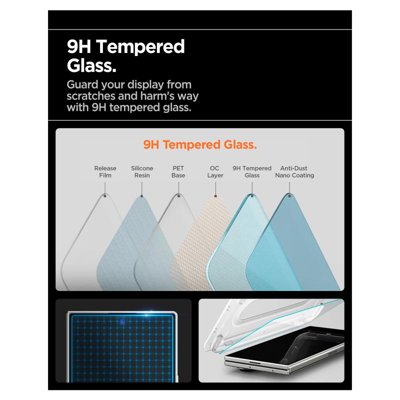 Tempered Glass Full Face Spigen Glas.tR EZ-FIT Samsung Galaxy Z Fold 7 5G (2 τεμ.)