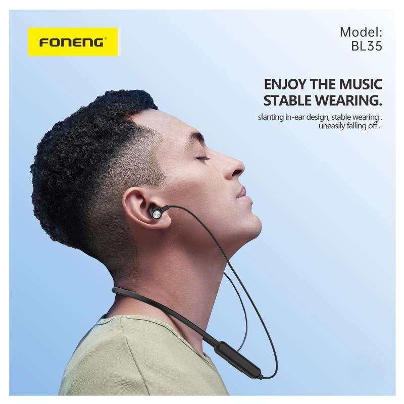 Στερεοφωνικό Ακουστικό Bluetooth Foneng BL35 Sports Neckband Μαύρο