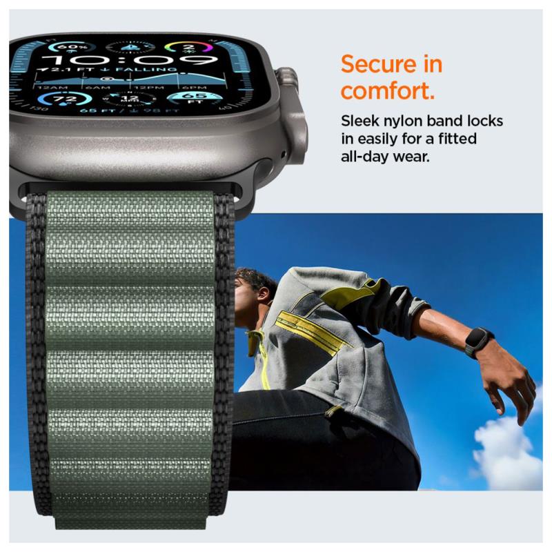 Λουράκι Spigen Apple Watch (44/ 45/ 46/ 49mm) WBF1 Μαύρο-Πράσινο