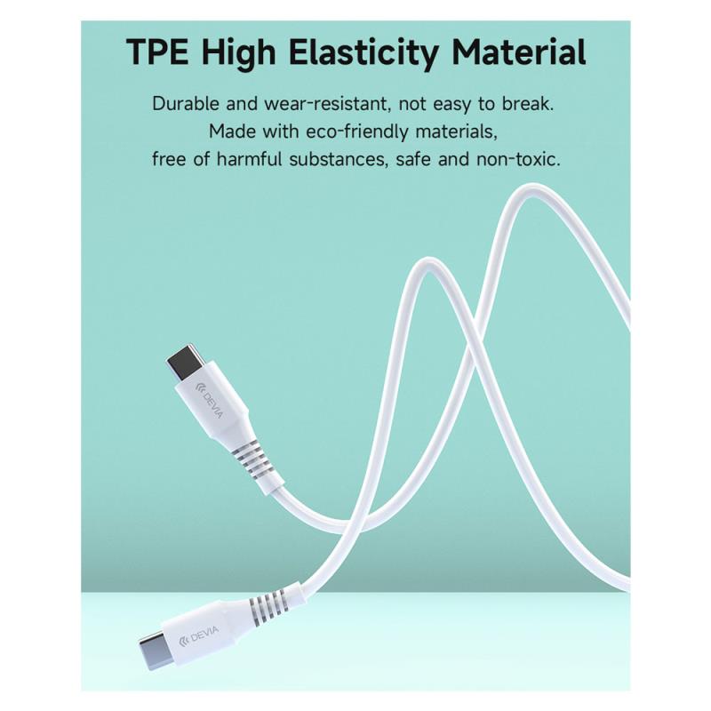 Καλώδιο Σύνδεσης USB 2.0 Devia EC636 USB C σε USB C PD 60W 1m GRS Λευκό