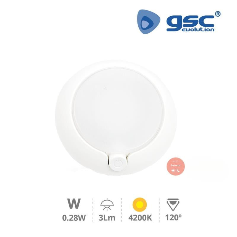 Φωτάκι Νυκτός LED GSC με Κουμπί On/Off & Αισθητήρα Φωτός 4000K Λευκό