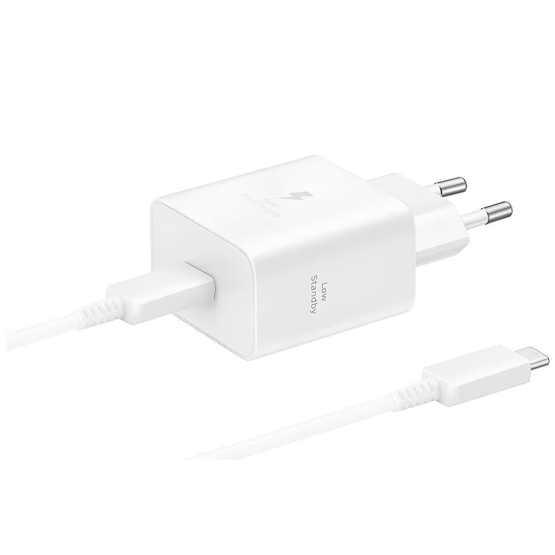 Φορτιστής Ταξιδίου Ταχείας Φόρτισης Samsung EP-T4511XWEGEU με Έξοδο USB C 45W & Καλώδιο USB C σε USB C 1.8m Λευκό