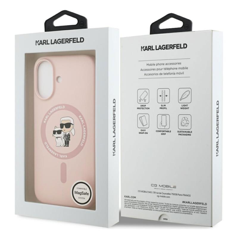 Θήκη Σιλικόνης Karl Lagerfeld Magsafe Apple iPhone 17 Ring Karl & Choupette Ροζ