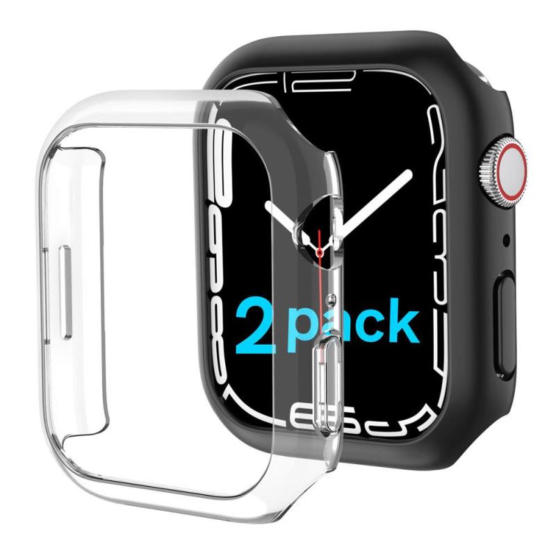 Θήκη PC Ahastyle WG59 Apple Watch 7/ 8/ 9 41mm Ματ Διάφανο & Μαύρο (2 τεμ.)
