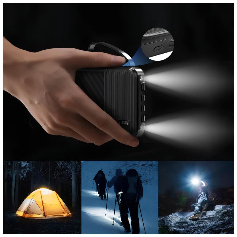 Φορτιστής Ανάγκης Dudao K11 10W 10000mAh με 4 Ενσωματωμένα Καλώδια Μαύρο