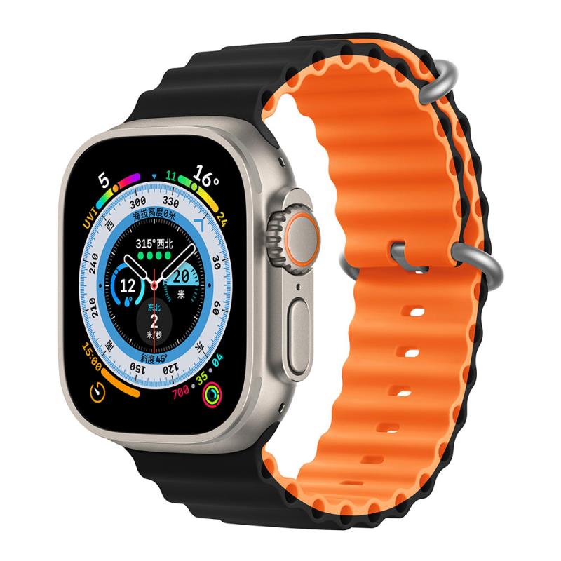 Λουράκι Devia Sport6 Silicone Apple Watch (38/ 40/ 41/ 42mm) Two-Tone Deluxe Μαύρο-Πορτοκαλί