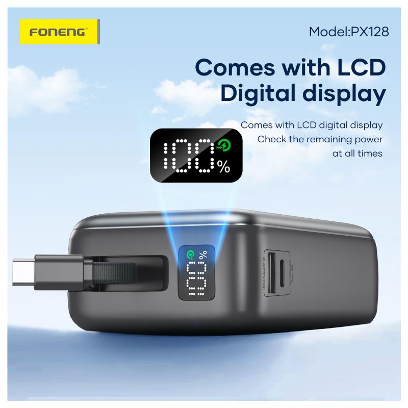 Φορτιστής Ανάγκης Foneng PX128 65W 30000mAh Σκούρο Γκρι