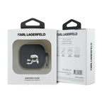 Θήκη Σιλικόνης Karl Lagerfeld Apple AirPods 4 (2024) Karl & Choupette Heads 3D Μαύρο