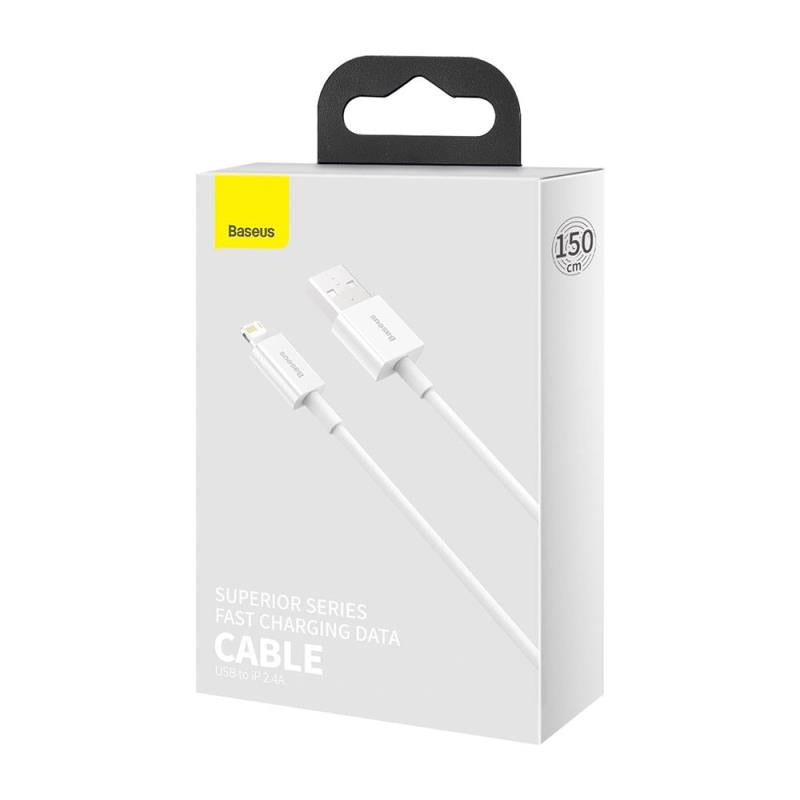 Καλώδιο Σύνδεσης USB 2.0 Baseus Superior Series USB A σε Lightning 12W 2.4A 1.5m Λευκό